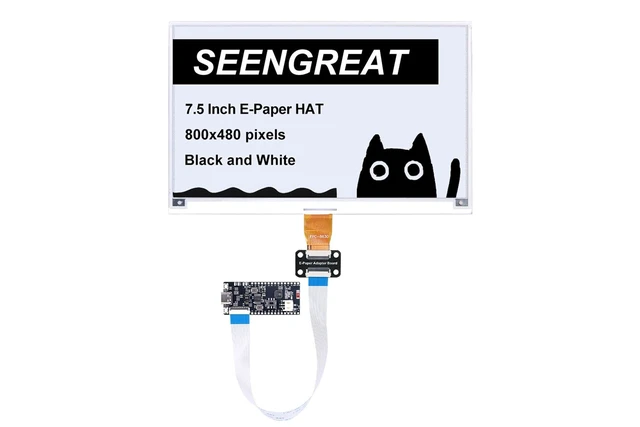 Alt view image 2 of 5 - 7.5 Inch E-Ink Display Module 800x480 SPI + ESP32-C6 E-Paper Driver Board Kit, Partial/Full Refresh, 24P FPC Connector, 3.3V/5V Level Shifter, for Raspberry Pi 40-Pin GPIO, SD Slot & USB