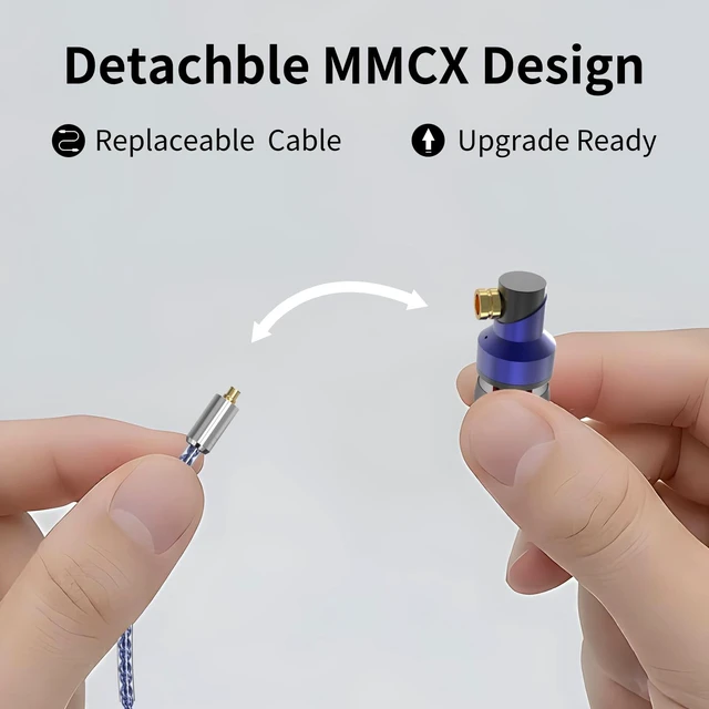 Alt view image 3 of 5 - GUAEIMO G8M3B2U Dynamic Driver IEM Earphones with Detachable MMCX Cable - HiFi in-Ear Monitors with 8-Core Braided Wire and 3.5mm Plug for Audiophiles and Daily Listening Blue Black