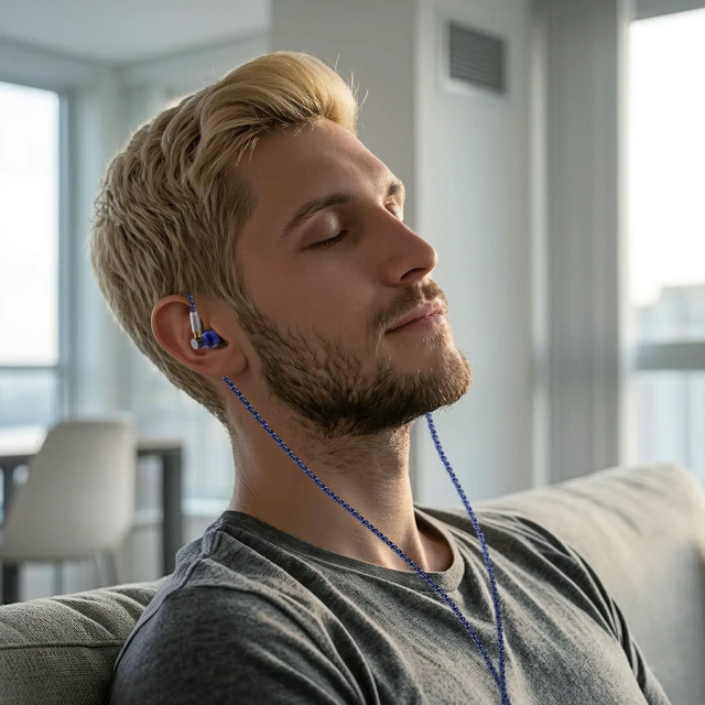Alt view image 5 of 5 - GUAEIMO G8M3B2U Dynamic Driver IEM Earphones with Detachable MMCX Cable - HiFi in-Ear Monitors with 8-Core Braided Wire and 3.5mm Plug for Audiophiles and Daily Listening Blue Black