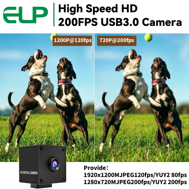 Alt view image 3 of 5 - ELP High Speed Global Shutter USB3.0 Camera, 720P/200fps, 1200P/120fps, USB3.0/2.0 20Pin Wide Angle 83degree Cameras for Windows, Linux, Mac, Pi, Fast Frame AR0234 Webcam for PC Laptop Jetson Nano