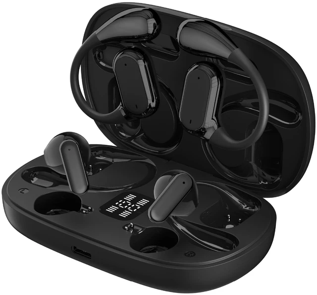 Main image of RCA EarSwitch 4in1 Duo TWS Wireless Earbuds, Bluetooth 5.4 Open-Ear & in-Ear Headphones, Dual Earbud Sets in One Case, 20H Playtime, LED Display, Ultra Bass, Touch Control, Sport & Gym (Black)