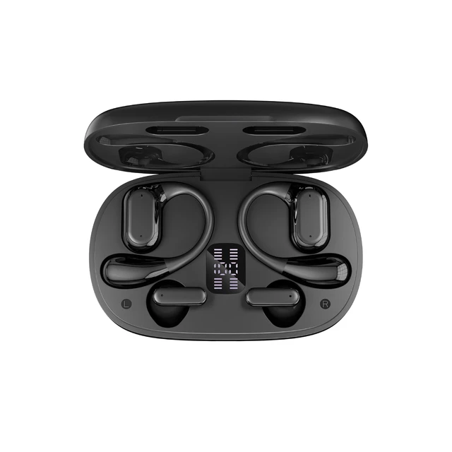 Alt view image 2 of 5 - RCA EarSwitch 4in1 Duo TWS Wireless Earbuds, Bluetooth 5.4 Open-Ear & in-Ear Headphones, Dual Earbud Sets in One Case, 20H Playtime, LED Display, Ultra Bass, Touch Control, Sport & Gym (Black)