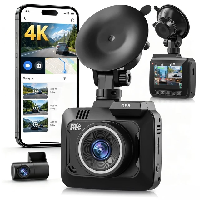 Main image of 4K Dash Cam Front and Rear, Volxcereo Dual Dash Camera with WiFi 6 &APP&GPS