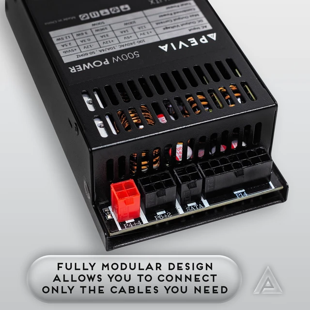 Alt view image 2 of 5 - Apevia ITX-PFC500W Fully Modular ITX 500W Power Supply, Active PFC 90-264V