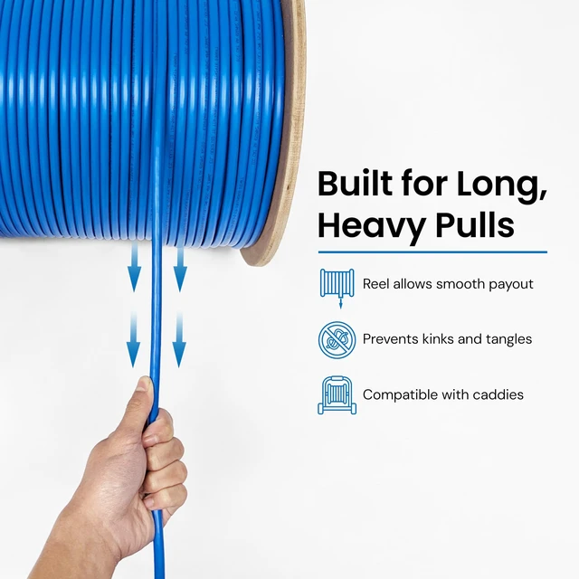 Alt view image 4 of 5 - ICC Cat6A CMR Riser Ethernet Cable, 1000ft, UTP 23AWG Solid Copper, Blue