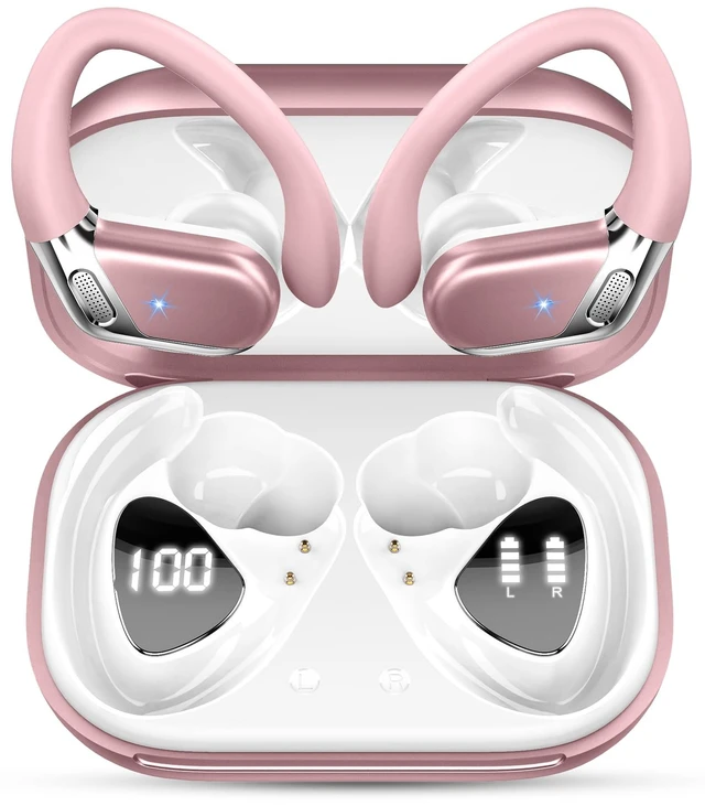 Main image of Hupoaf Wireless Earbuds Sport with Earhooks, 2026 Bluetooth 5.4 Headphones with 4 ENC Noise Canceling Mics, 50H Stereo Earphones for Running/Gym/Workout, IP7 Waterproof Over Ear Buds for Androi
