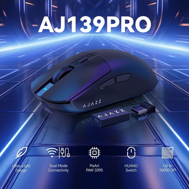 Alt view image 2 of 5 - AJAZZ AJ139 G Pro 4K 65g Ultralight Dual Mode Wireless Gaming Mouse(Black)