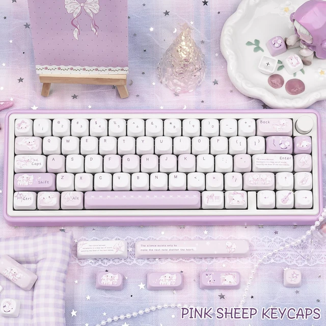 Alt view image 3 of 5 - COOMICKEY PBT Keycaps Pink Sheep Cute MX Switch MOA Key Cap
