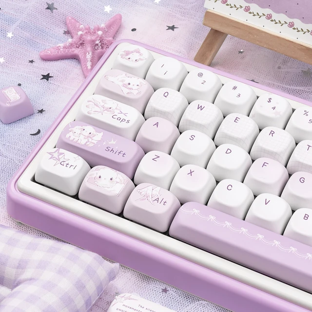 Alt view image 4 of 5 - COOMICKEY PBT Keycaps Pink Sheep Cute MX Switch MOA Key Cap