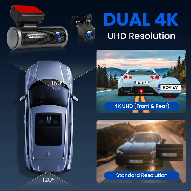 Alt view image 2 of 5 - Ohradio 4K Front and Rear Dash Cam, WiFi, 3.19" Screen, 64GB Card