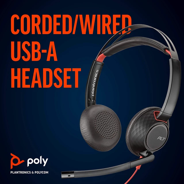 Alt view image 2 of 5 - Plantronics - Blackwire C5220 - Wired, Dual-Ear (Stereo) Headset with Boom Mic - USB-A, 3.5 mm to connect to your PC, Mac, Tablet and/or Cell Phone