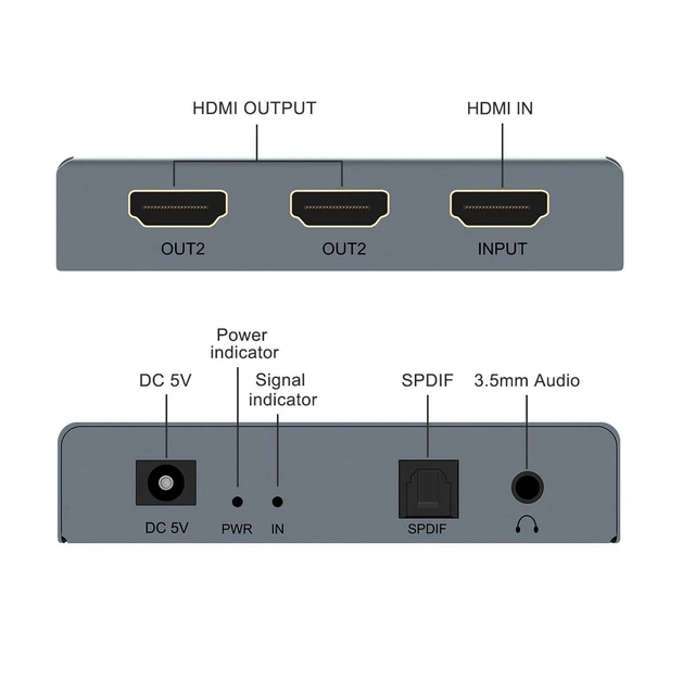 Alt view image 2 of 5 - Wiistar 4K HDMI Audio Extractor HDMI Splitter 1x2 4K60Hz with Audio Out