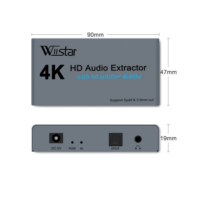Alt view image 3 of 5 - Wiistar 4K HDMI Audio Extractor HDMI Splitter 1x2 4K60Hz with Audio Out