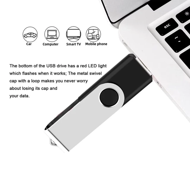 Alt view image 2 of 5 - 20 Pack 4GB,MAKACTUA USB 2.0 Flash Drives Thumb Drive Swivel Memory Stick, Black
