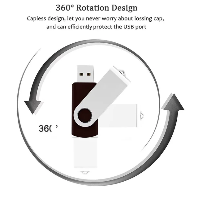 Alt view image 4 of 5 - 20 Pack 4GB,MAKACTUA USB 2.0 Flash Drives Thumb Drive Swivel Memory Stick, Black