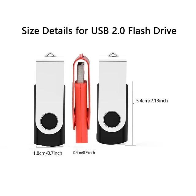 Alt view image 5 of 5 - 20 Pack 4GB,MAKACTUA USB 2.0 Flash Drives Thumb Drive Swivel Memory Stick, Black