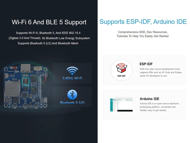 Alt view image 5 of 5 - ESP32-C6 2.16inch AMOLED Touch Display Dev Board, 480 480 Pixels 16.7M Color Capacitive Touch Screen, Integrates 6-Axis IMU, RTC Chip, etc. Supports Dual Microphones, Wi-Fi 6 and BLE 5