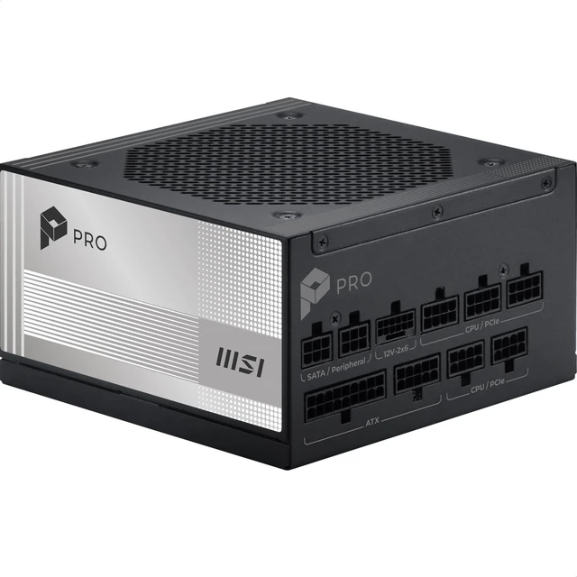 Main image of MSI PRO A1000PL PCIE5, Fully Modular Gaming 1000W Power Supply, 80+ Platinum, 12V-2x6 Cables, Server-Grade Capacitor, ATX 3.1 & PCIe 5.1 Ready, Low-Noise, Embossed Jacket Cables, 7 Year Warranty