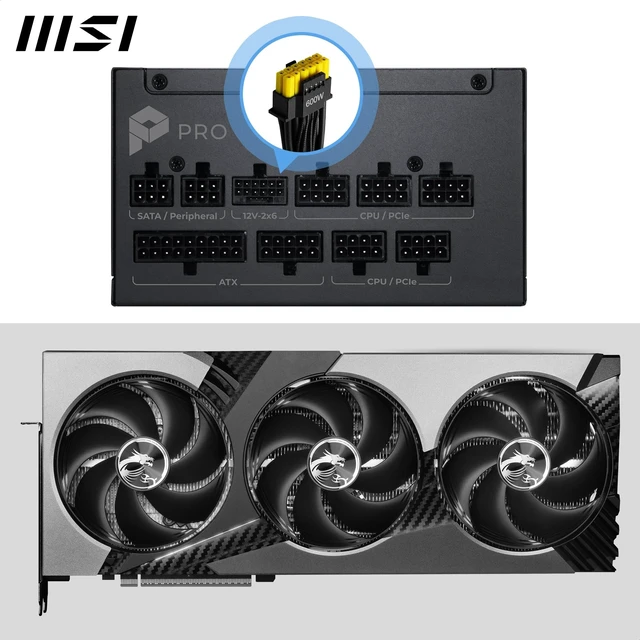 Alt view image 4 of 5 - MSI PRO A1000PL PCIE5, Fully Modular Gaming 1000W Power Supply, 80+ Platinum, 12V-2x6 Cables, Server-Grade Capacitor, ATX 3.1 & PCIe 5.1 Ready, Low-Noise, Embossed Jacket Cables, 7 Year Warranty