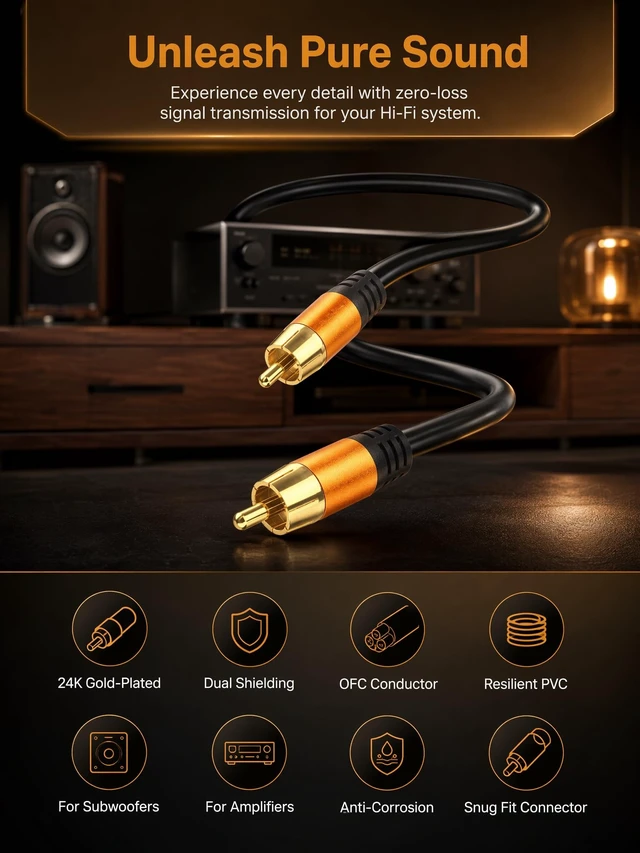 Alt view image 2 of 5 - YOTETION Digital Coaxial 100FT Audio Cable,1RCA Male to 1RCA Male Subwoofer Cable RCA Video Cable for Subwoofer, Home Theater, Video/Audio Subwoofer Rear View Parking Camera