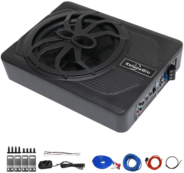 Main image of AMEMONDORA 1200W Max 10 Inch Powered Under Seat Car Subwoofer with Built-in Amp, Low Profile Active Deep Bass Audio Speaker with Remote Control for Truck, SUV, Jeep & Pickup