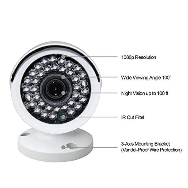 Alt view image 2 of 5 - Night Watch Security 1 Pack Analog HD 1080p Wired Bullet Camera (White, Camera Only, Compatible with Night Owl DVRs)