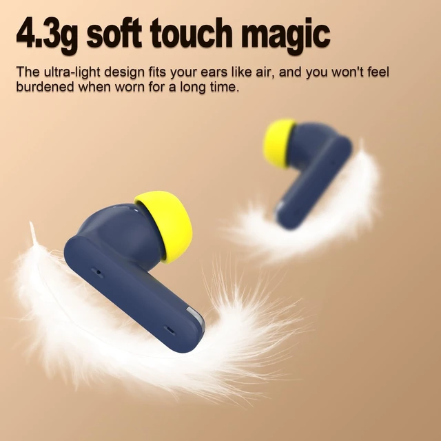 Alt view image 5 of 5 - NLFYV Wireless Bluetooth 6.0 Headphones with Active Noise Cancelling (ANC), 6-Mic ENC Clear Calls, 35 Hours Playtime, HiFi Stereo, in-Ear Headphones, for Home Office Travel Outdoor Sports - Blu