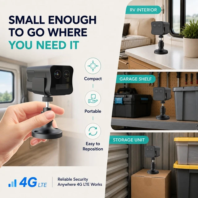 Alt view image 4 of 5 - 4G LTE Cellular Security Camera No WiFi Needed, Dual Lens 2K Mini Camera