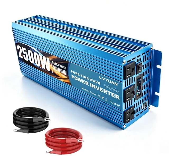 Main image of LVYUAN 2500W Pure Sine Wave Power Inverter 12V DC to 110V/120V AC