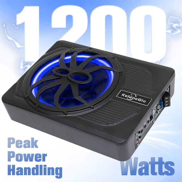 Alt view image 2 of 5 - AMEMONDORA 1200W Max 10 Inch Powered Under Seat Car Subwoofer with Built-in Amp, Low Profile Active Deep Bass Audio Speaker with Remote Control for Truck, SUV, Jeep & Pickup