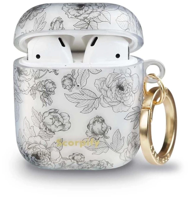 Alt view image 2 of 5 - SCORPIFY for AirPods Case 1 & 2 (1st & 2nd Generation, 2016/2019) with Keychain, Compatible with Apple AirPod 1 & 2, Cute Protective Hard Shell Cover, Earbuds Case for Women - Queen of Flower