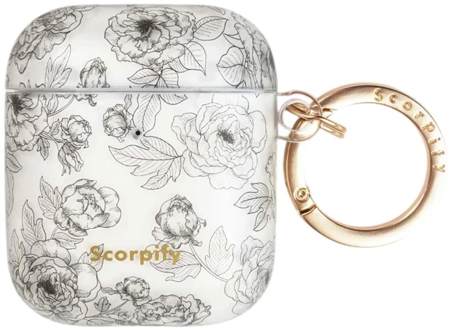 Main image of SCORPIFY for AirPods Case 1 & 2 (1st & 2nd Generation, 2016/2019) with Keychain, Compatible with Apple AirPod 1 & 2, Cute Protective Hard Shell Cover, Earbuds Case for Women - Queen of Flower