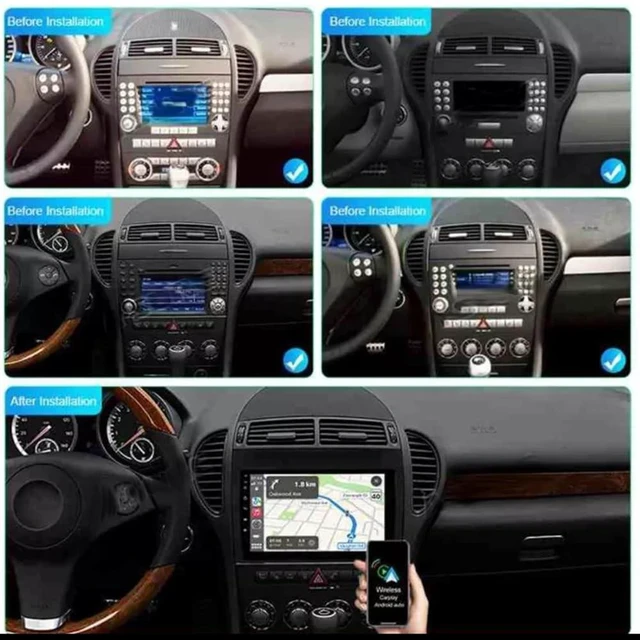 Alt view image 4 of 5 - 2+32G Android 13 Car Radio for Mercedes R171 SLK200 SLK280 SLK300 SLK350 SLK55 2004-2010, 10 Inch Screen Stereo Bluetooth Double Din Radio with Wireless Carplay Android Auto GPS WiFi RDS Backup