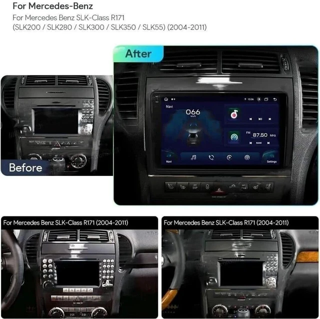 Alt view image 5 of 5 - 2+32G Android 13 Car Radio for Mercedes R171 SLK200 SLK280 SLK300 SLK350 SLK55 2004-2010, 10 Inch Screen Stereo Bluetooth Double Din Radio with Wireless Carplay Android Auto GPS WiFi RDS Backup