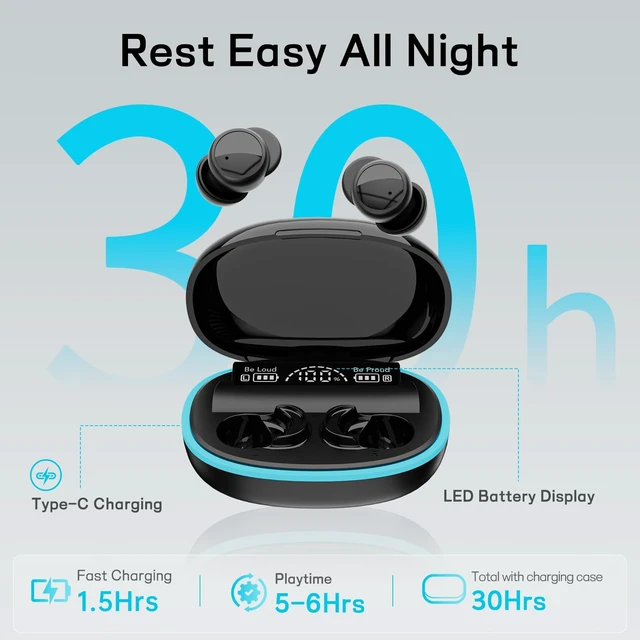 Alt view image 4 of 5 - Ertuly Sleep Earbuds for Side Sleepers, Mini Invisible Bluetooth Earbuds, Ultra-Light Sleep Headphones HiFi Sound, Long Battery Life, LED Display, Bluetooth 5.4, ANC Noise Cancelling, Nude Beige