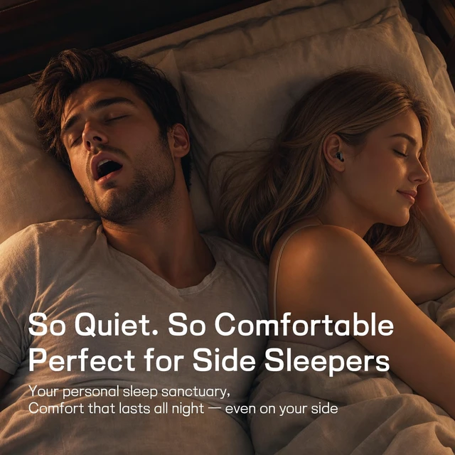 Alt view image 2 of 5 - Ertuly Sleep Earbuds for Side Sleepers, Mini Invisible Bluetooth Earbuds, Ultra-Light Sleep Headphones HiFi Sound, Long Battery Life, LED Display, Bluetooth 5.4, ANC Noise Cancelling, Nude Beige