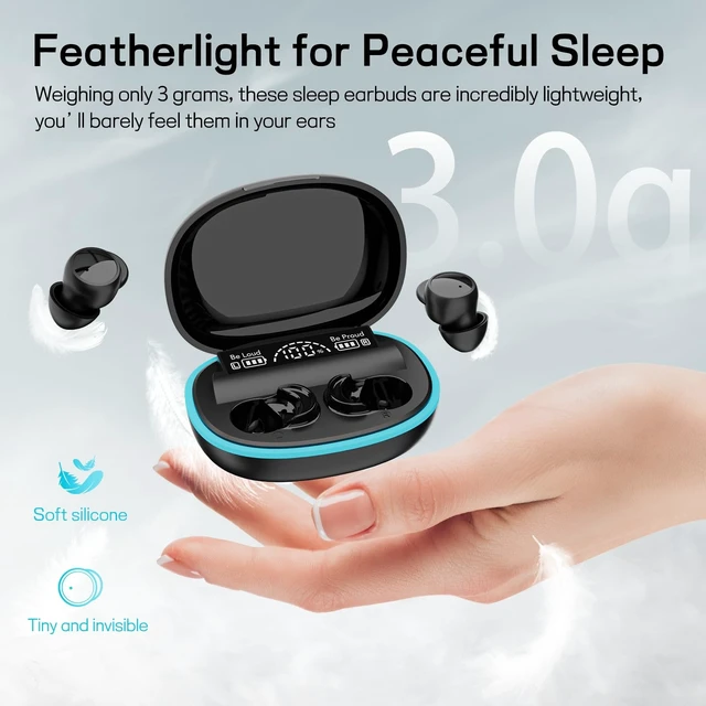 Alt view image 5 of 5 - Ertuly Sleep Earbuds for Side Sleepers, Mini Invisible Bluetooth Earbuds, Ultra-Light Sleep Headphones HiFi Sound, Long Battery Life, LED Display, Bluetooth 5.4, ANC Noise Cancelling, Nude Beige