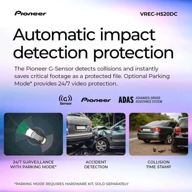 Alt view image 4 of 5 - Pioneer VREC-H520DC Large Screen Dual Dash Cam Front and Rear Car Camera