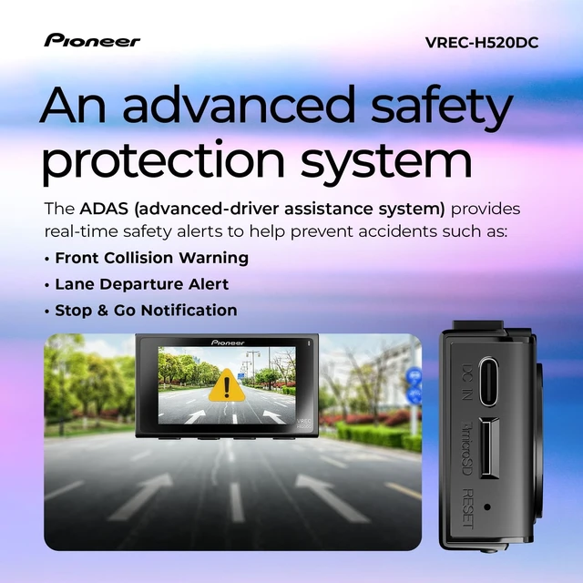 Alt view image 5 of 5 - Pioneer VREC-H520DC Large Screen Dual Dash Cam Front and Rear Car Camera