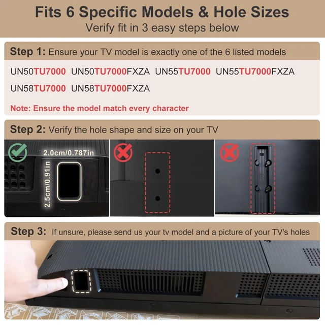 Alt view image 2 of 5 - TV Base Stand for Samsung TV Legs Replacement Only for UN50TU7000FXZA UN55TU7000FXZA UN58TU7000FXZA UN50TU7000 UN55TU7000 Not Universal TV Legs for Samsung with Remote Holder Only for Mode