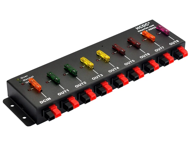 Alt view image 5 of 5 - HCDC 1 in 8 Out 40A Connector DC Power Splitter Distributor Source Strip Module