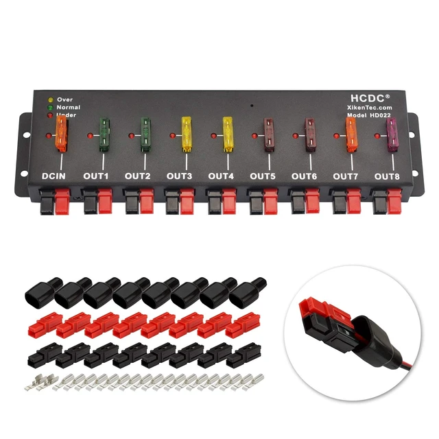 Alt view image 2 of 5 - HCDC 1 in 8 Out 40A Connector DC Power Splitter Distributor Source Strip Module