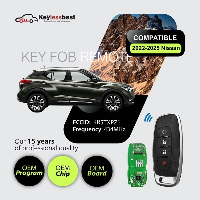 Alt view image 2 of 5 - 2 Keylessbest Replacement for 2022 2023 2024 2025 Nissan Kicks Rogue Pathfinder Key Fob Remote Control KR5TXPZ1 4 Buttons 434MHz