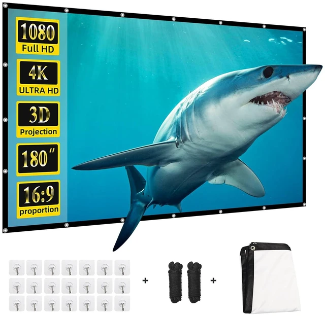Main image of Projector Screen 180 INCH, DUYIKJ Foldable Washable Portable Rear Front Projector Screen 4K Indoor Outdoor 16:9 HD Projection Movies Screen for Backyard Home Theater Office