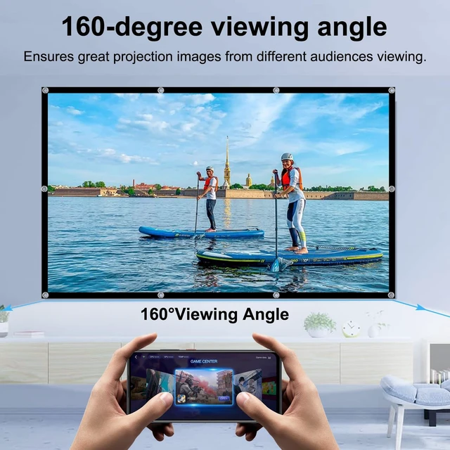 Alt view image 4 of 5 - Projector Screen 180 INCH, DUYIKJ Foldable Washable Portable Rear Front Projector Screen 4K Indoor Outdoor 16:9 HD Projection Movies Screen for Backyard Home Theater Office