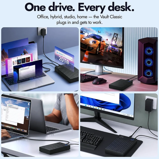 Alt view image 5 of 5 - ModusTech 4TB Desktop External Hard Drive (NOT-Portable) Vault USB-C 3.1 (5Gbps) High-Speed HDD for PC, Mac, Laptop & Console, Mains-Powered Backup Storage, 2-Year Warranty
