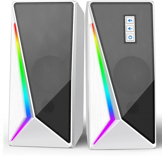 Main image of Computer Speakers, USB Powered Stereo Speakers for Desktop PC, RGB Lights