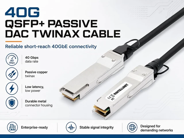 Alt view image 5 of 5 - Intellinet 40G QSFP+ Passive DAC Twinax Cable, 10 ft