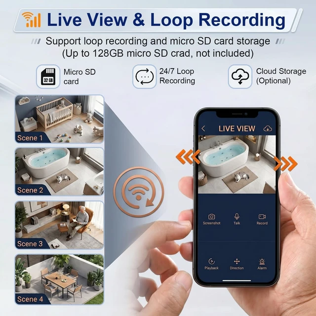 Alt view image 5 of 5 - isecumated WiFi Hidden Spy Smoke Detector Camera, Indoor Wireless Nanny Cam