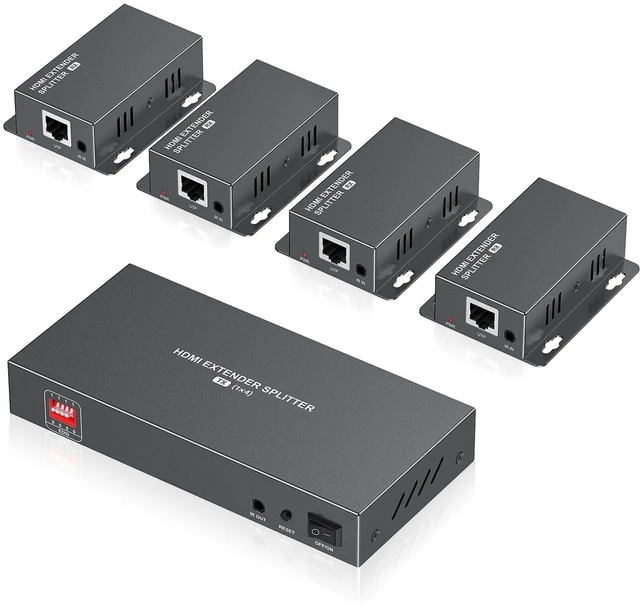 Main image of Elalight 4K 1x4 HDMI Extender Splitter Over CAT5/6/7 Ethernet Cable 165FT